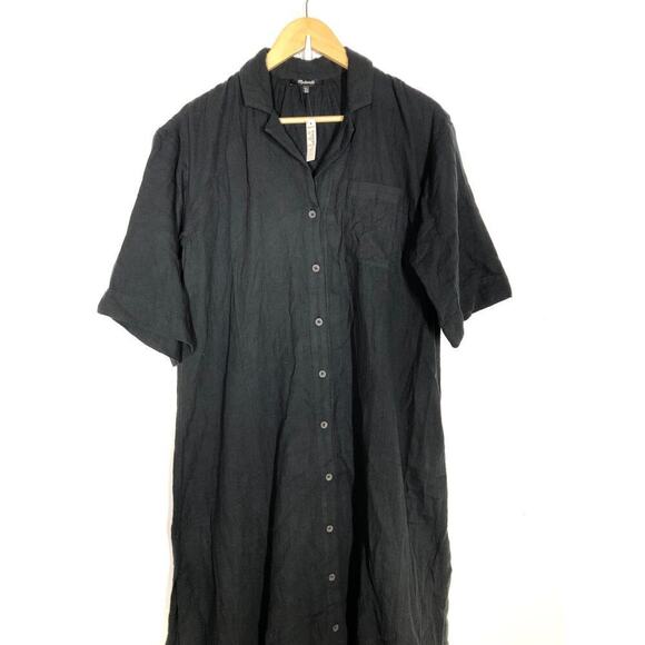 Madewell Lightestspun Cover-Up Maxi Shirtdress Relaxed Fit True Black NWT M - Picture 6 of 11